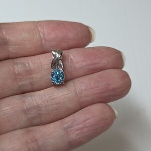 vintage blue gemstone sterling silver 925 Dainty Delicate pendant